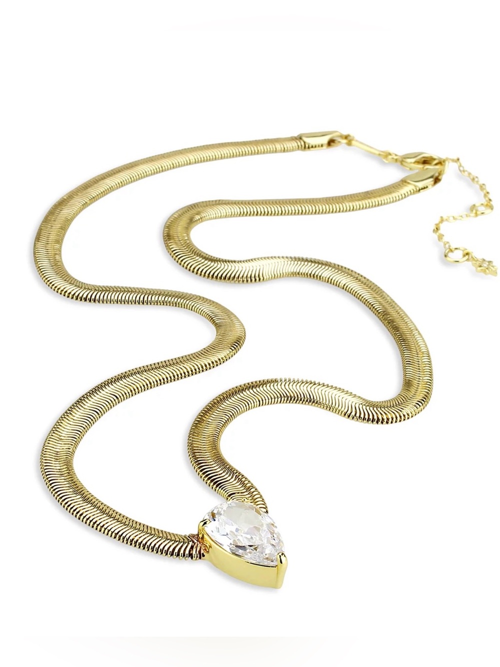 Aqua Refined Punk Cubic Zirconia V Pendant Necklace in Gold Tone, 18"-20” - Picture 7 of 11